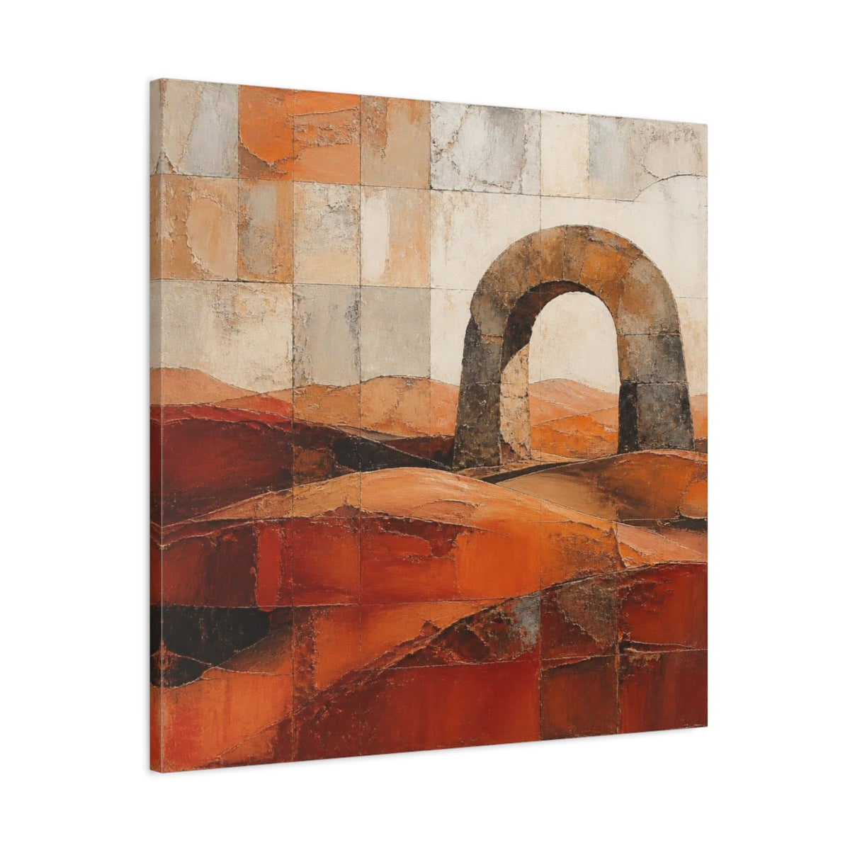 Side Mockup 3. Terracotta Stone Arch shown as canvas print