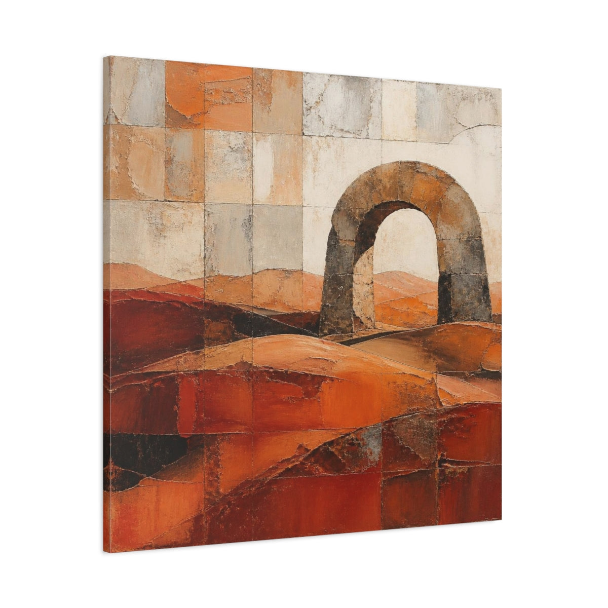 Side Mockup 1. Terracotta Stone Arch shown as canvas print