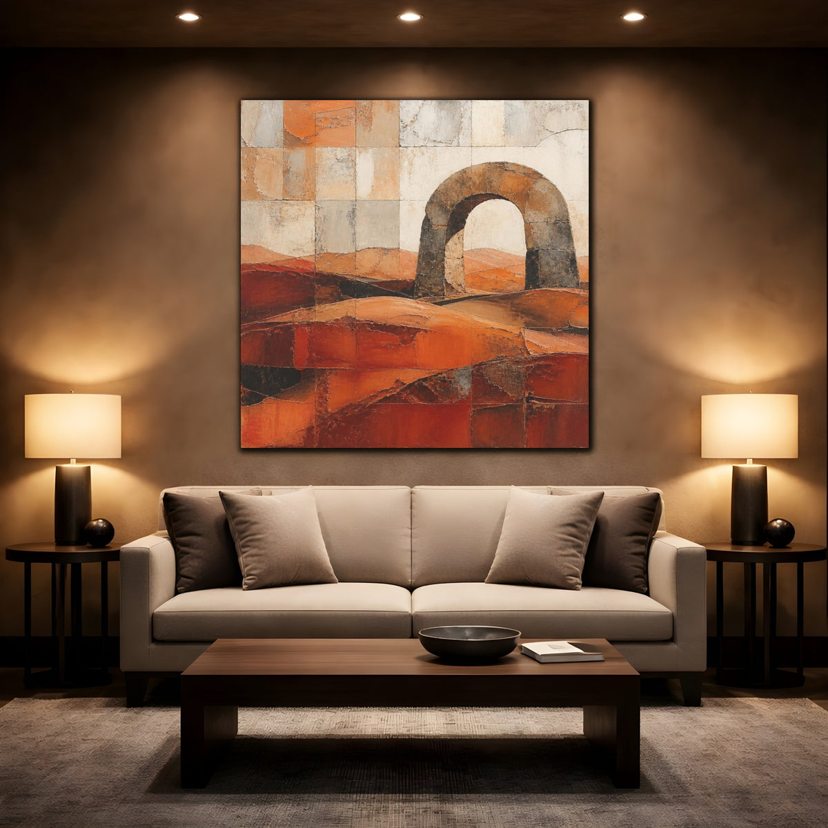 Mockup 2. Terracotta Stone Arch shown as canvas print