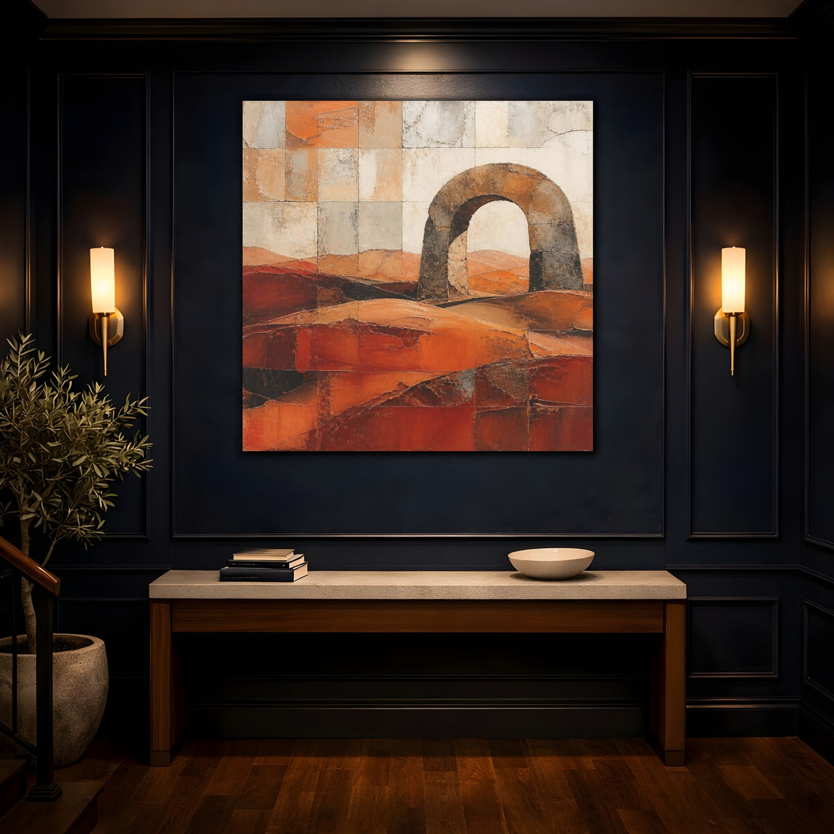 Mockup 4. Terracotta Stone Arch shown as canvas print