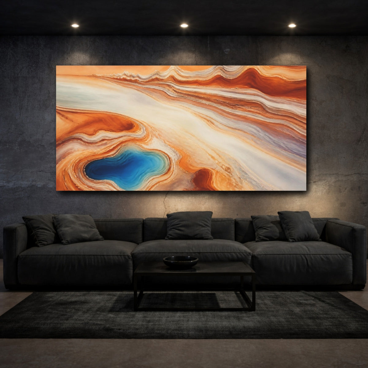 Mockup 3. Terracotta Strata shown as canvas print