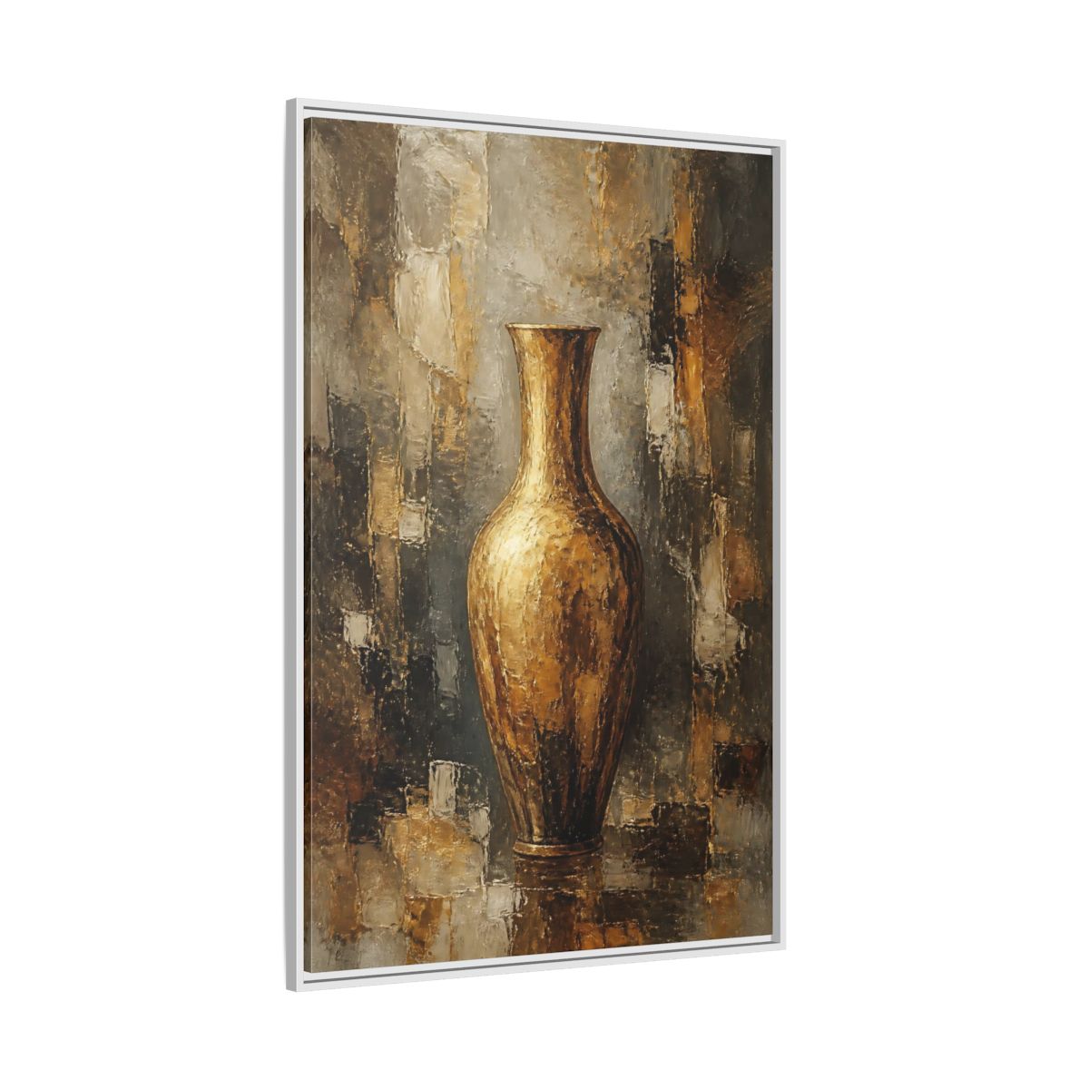 Side Mockup 7. Textured Gold Vase shown as framed canvas print