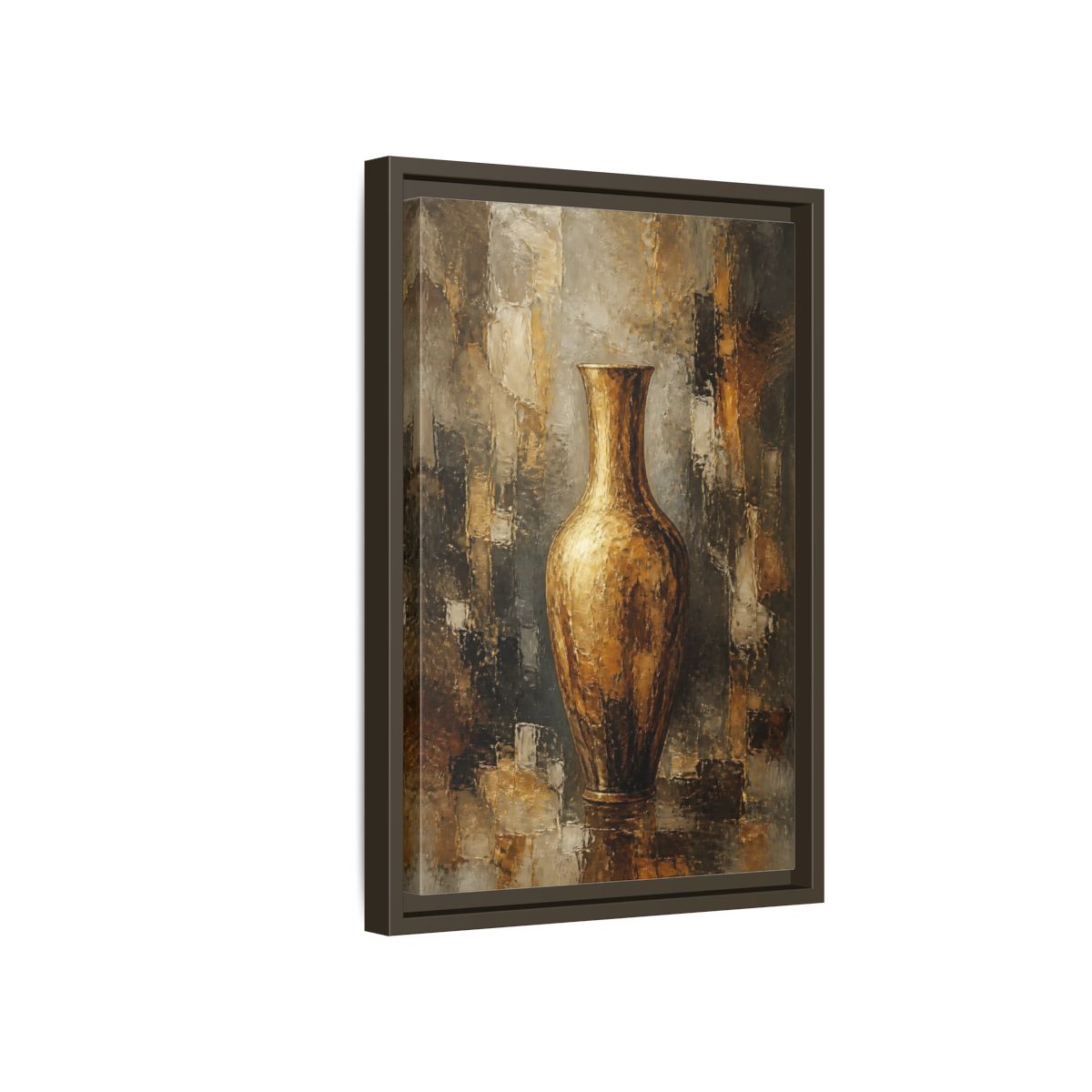 Side Mockup 5. Textured Gold Vase shown as framed canvas print