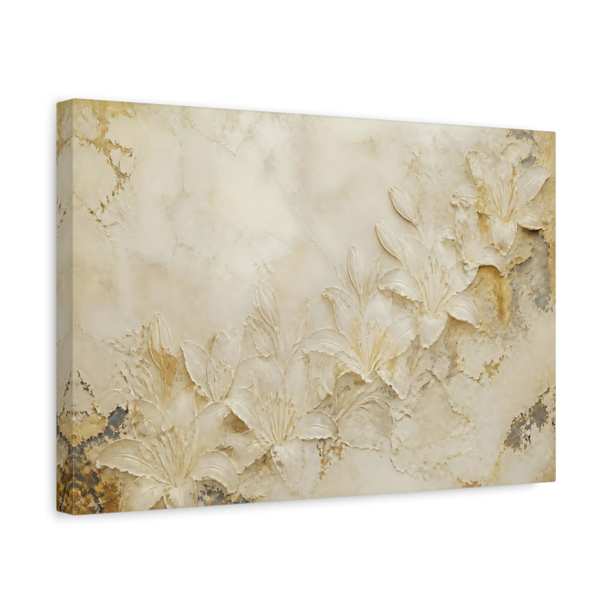 Side Mockup 4. Textured Lily Relief shown as canvas print