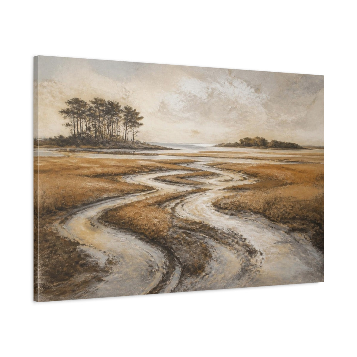 Main Mockup. Tidal Marsh Landscape shown as canvas print
