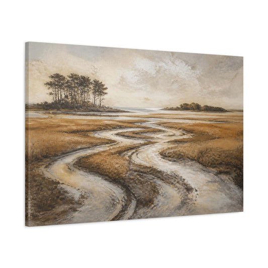 Main Mockup. Tidal Marsh Landscape shown as canvas print
