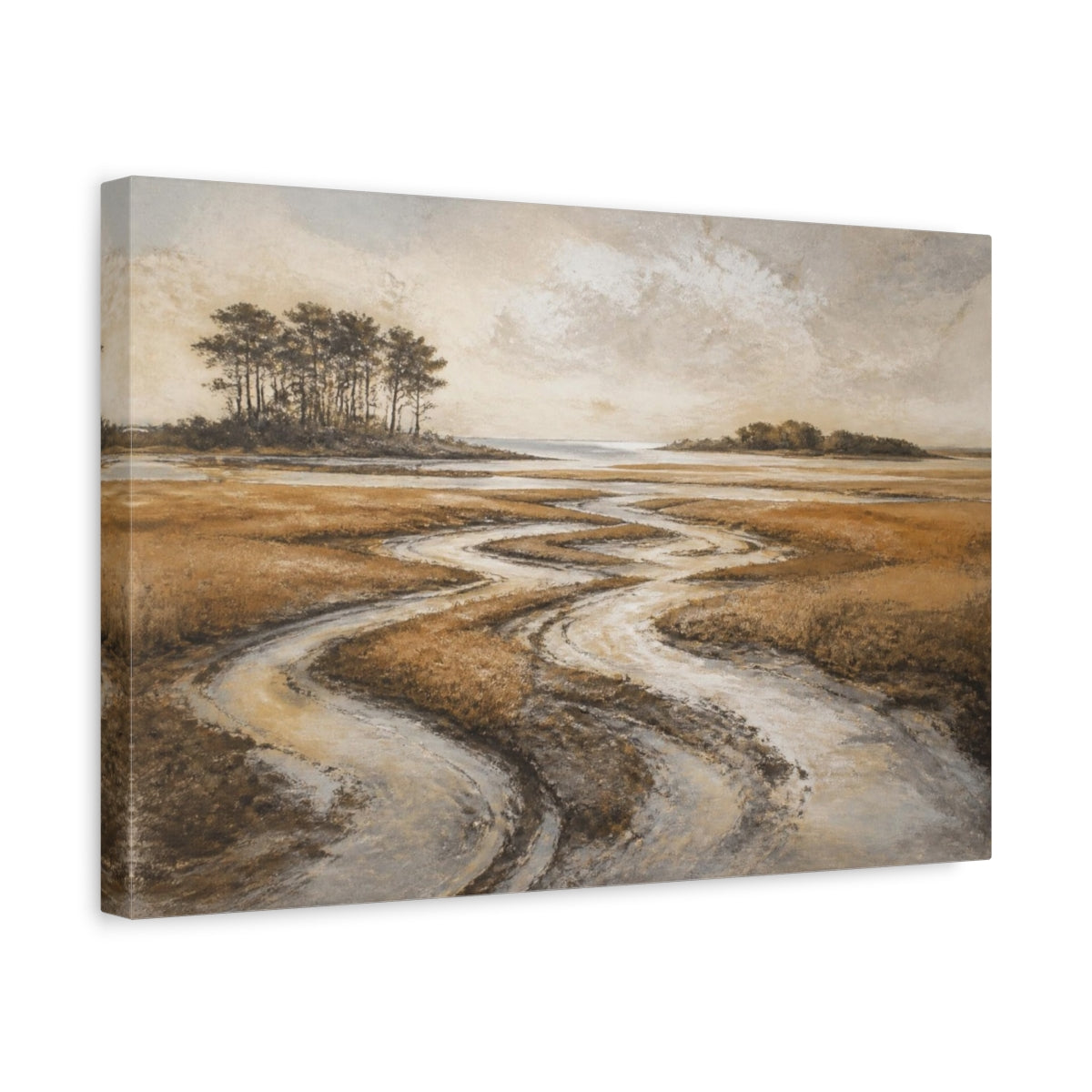 Side Mockup 4. Tidal Marsh Landscape shown as canvas print