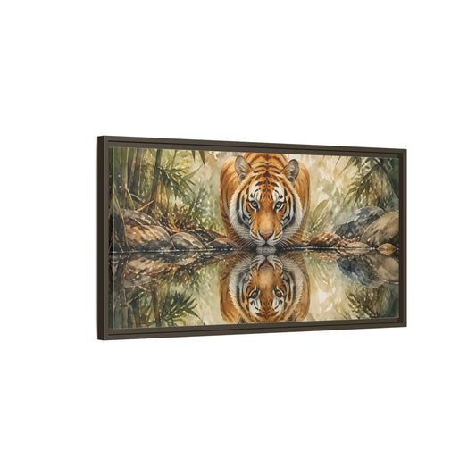 Main Mockup. Tiger Animal Reflection shown as framed canvas print