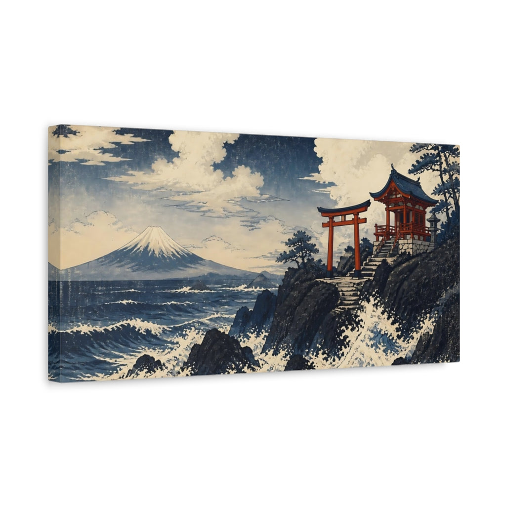 Side Mockup 3. Torii By Mount Fuji shown as canvas print