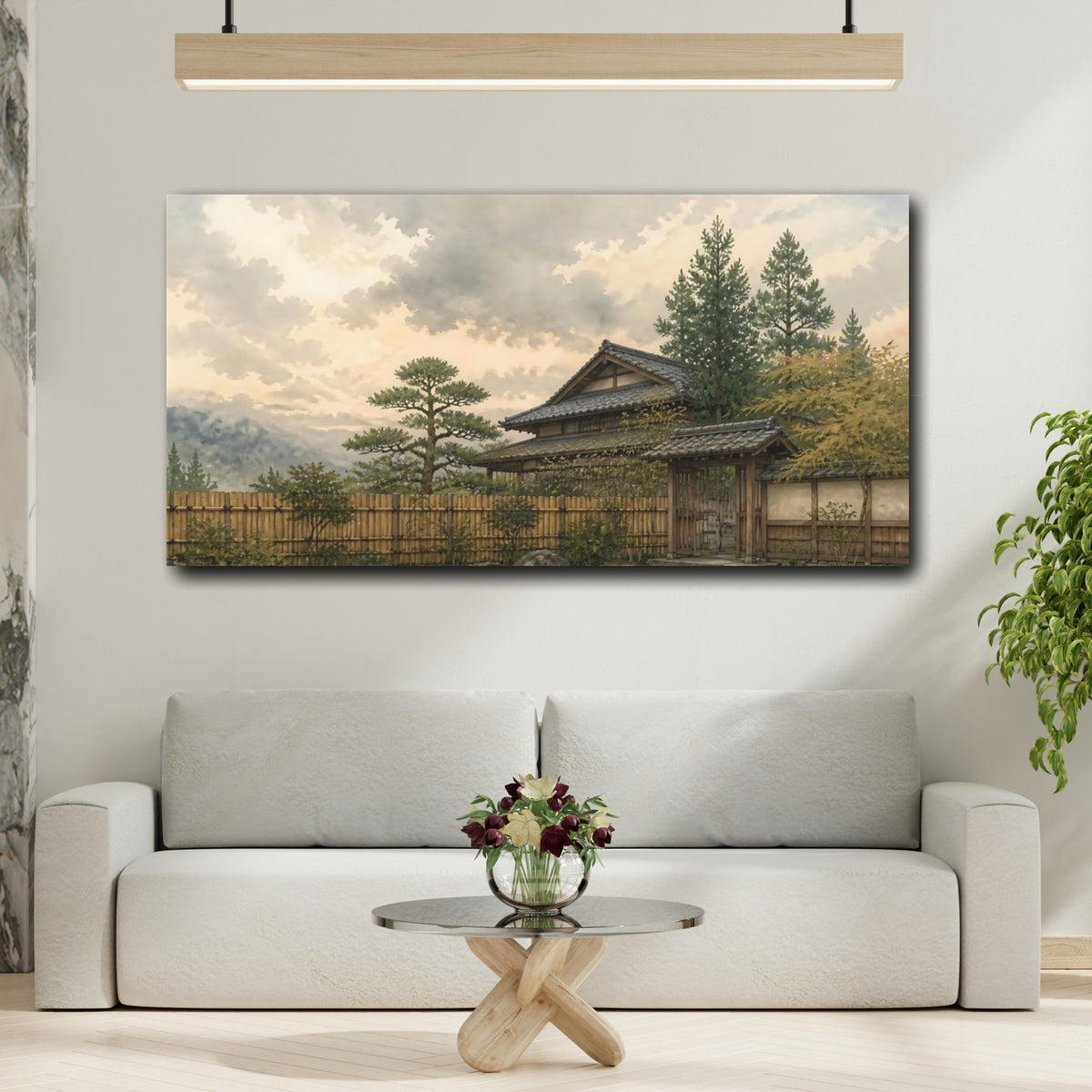 Mockup 2. Tranquil Japanese House Gate shown as canvas print