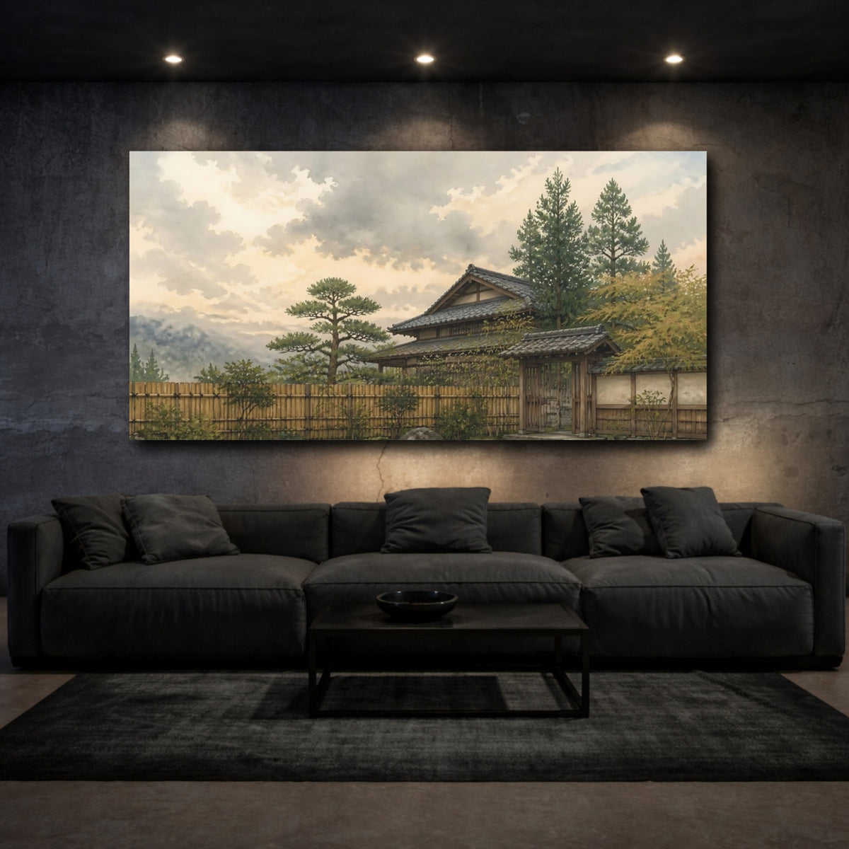 Mockup 3. Tranquil Japanese House Gate shown as canvas print