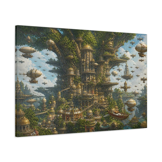 Main Mockup. Tree City Skyport shown as canvas print
