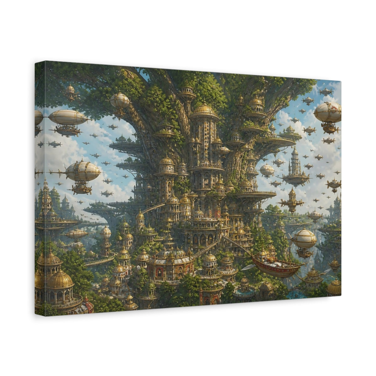 Side Mockup 4. Tree City Skyport shown as canvas print