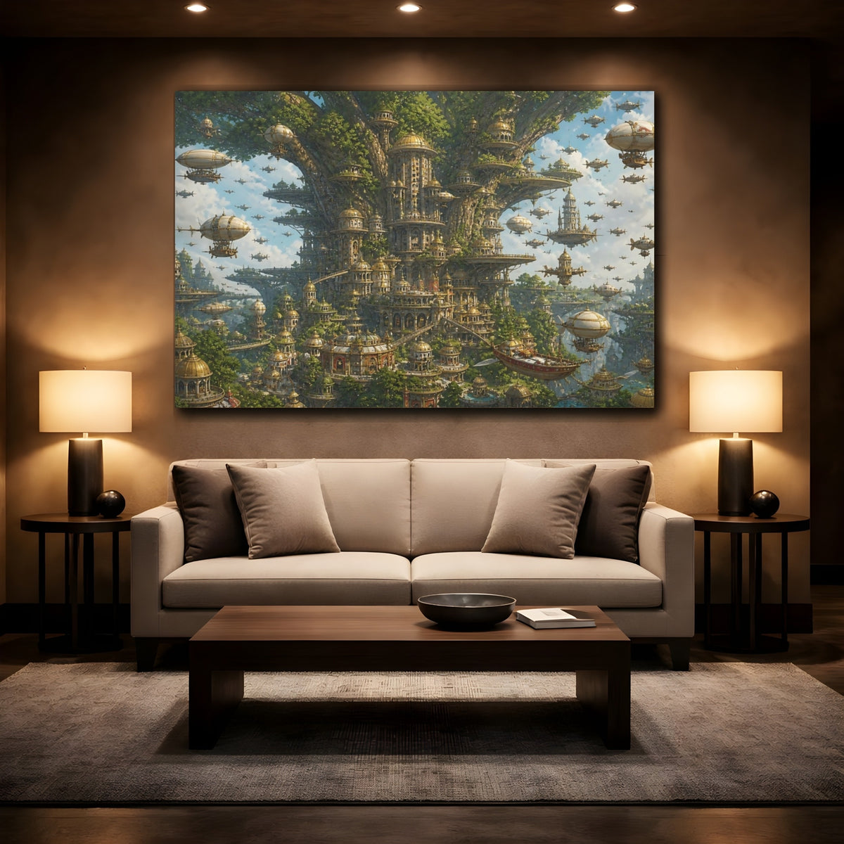 Mockup 2. Tree City Skyport shown as canvas print