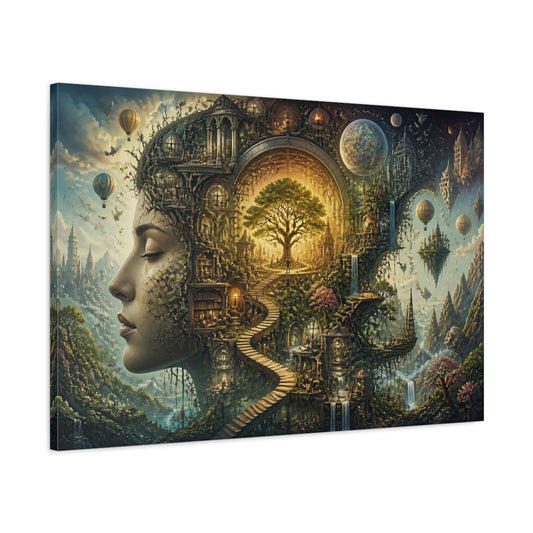 Main Mockup. Tree Inside Human Head shown as canvas print