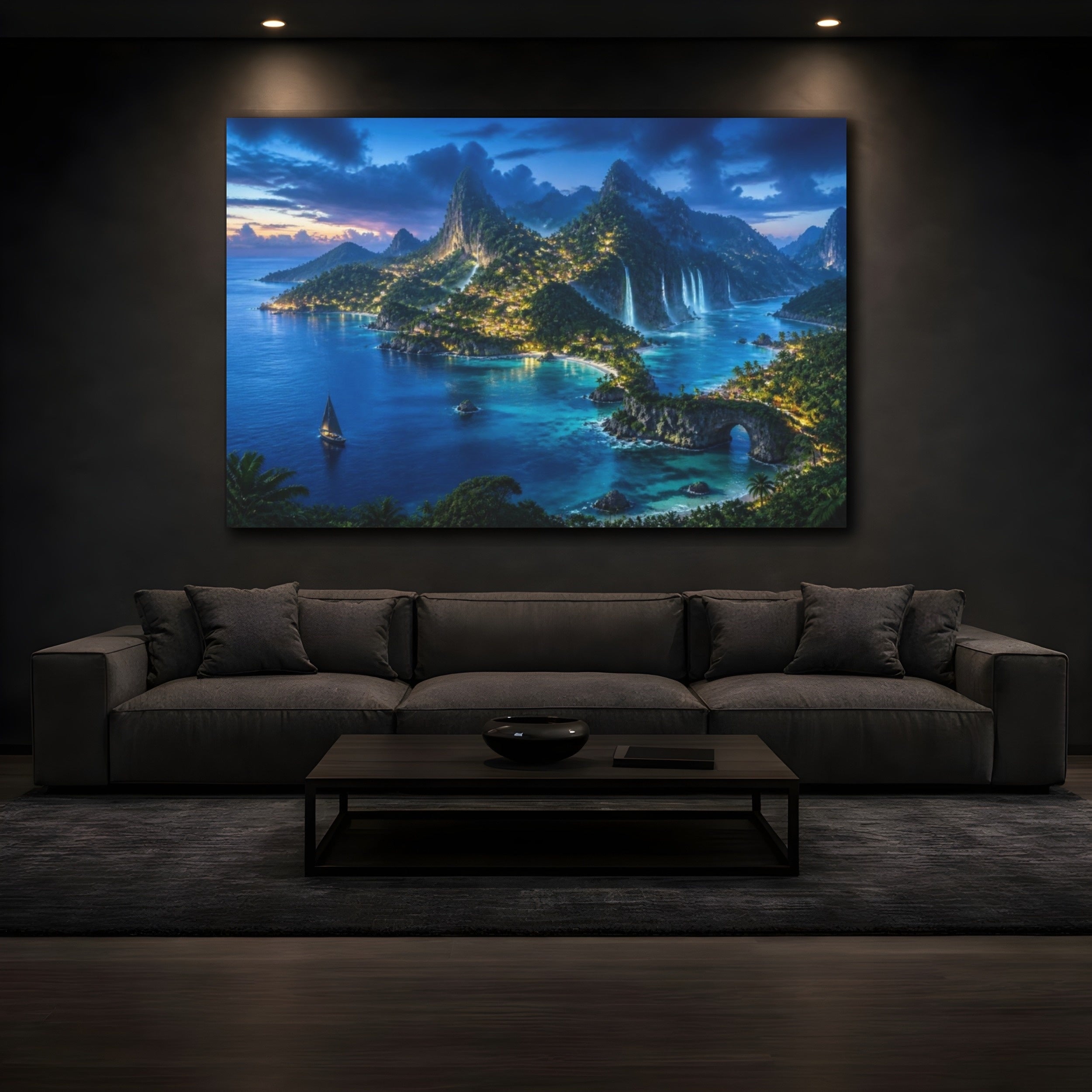Mockup 3. Tropical Island Landscape shown as canvas print