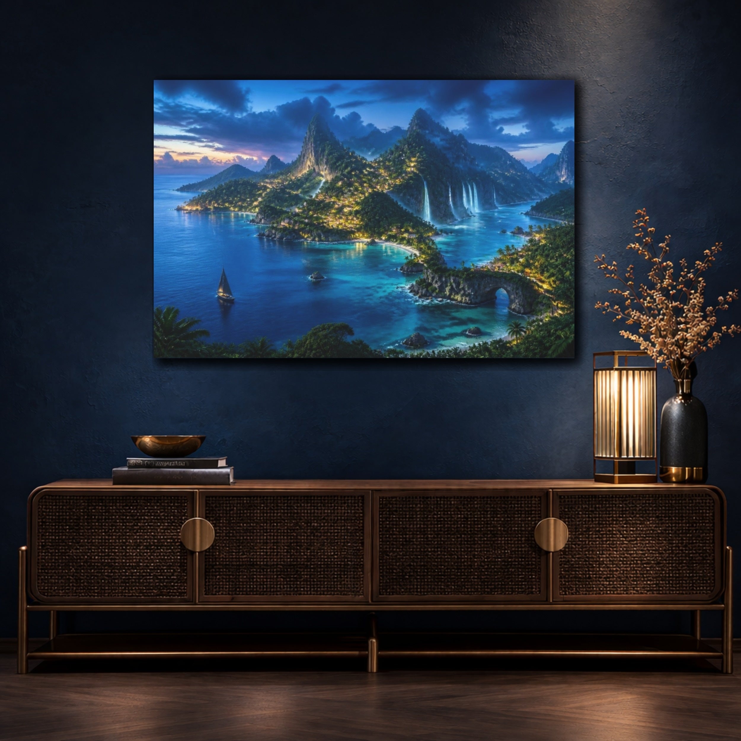 Mockup 4. Tropical Island Landscape shown as canvas print