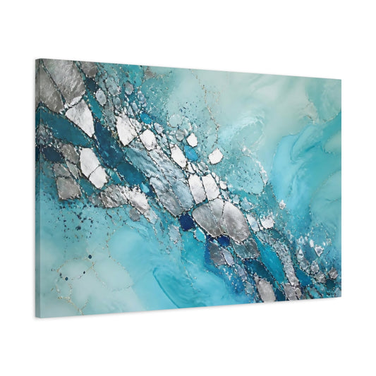 Main Mockup. Turquoise Metallic Veins shown as canvas print