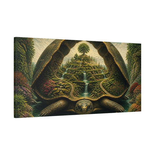 Main Mockup. Turtle Garden Illusion shown as canvas print