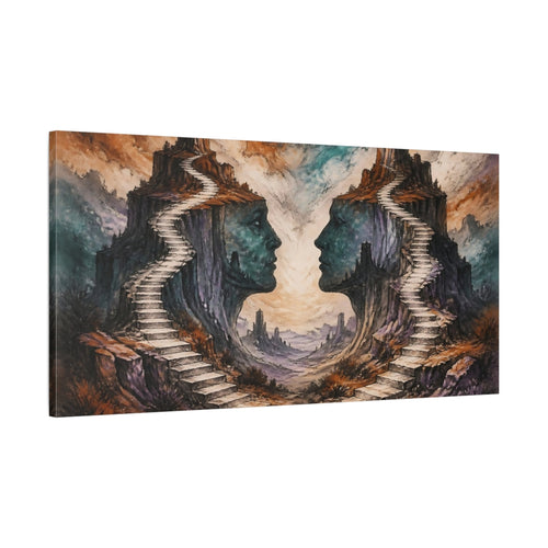 Main Mockup. Twin Rock Faces Stairway shown as canvas print