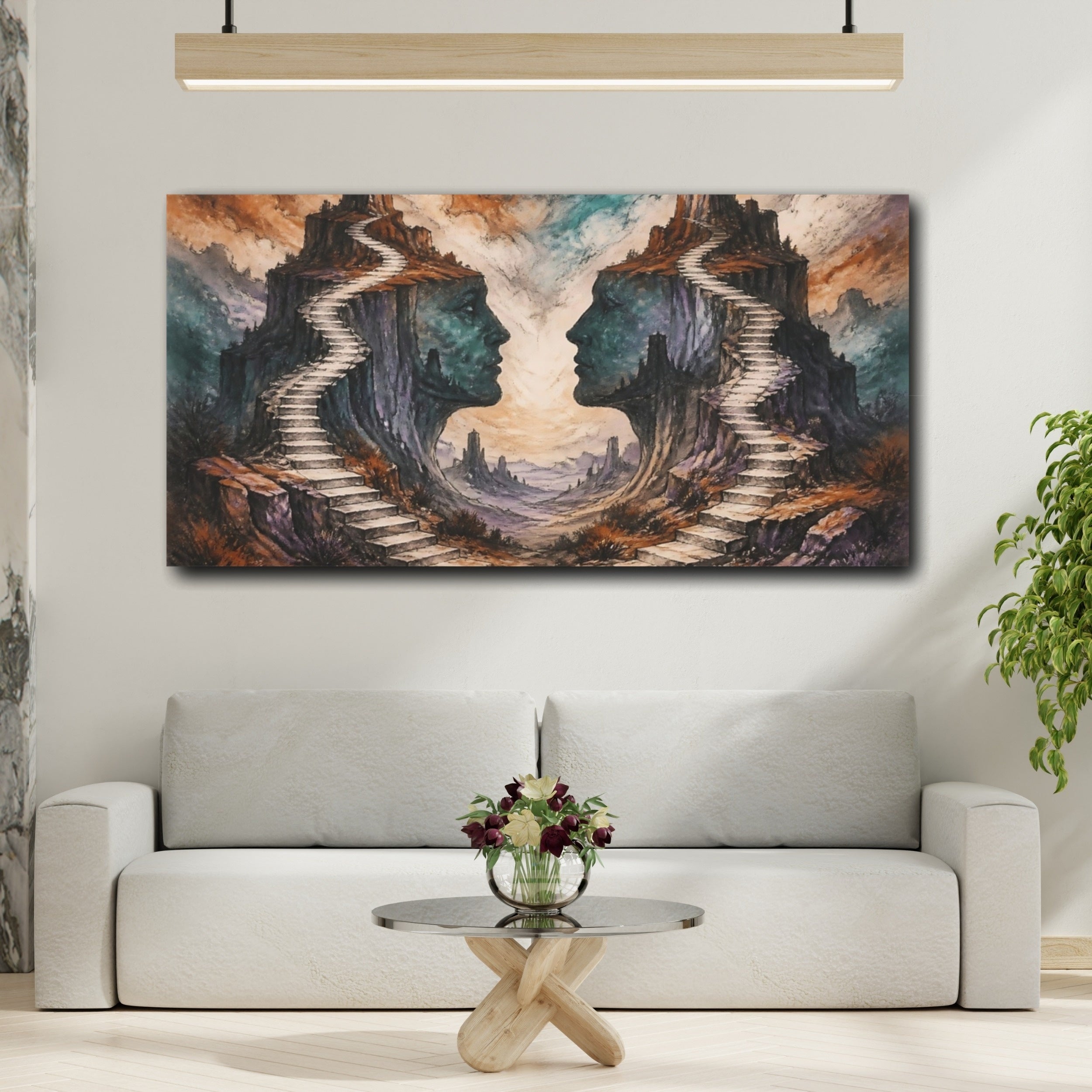 Mockup 2. Twin Rock Faces Stairway shown as canvas print