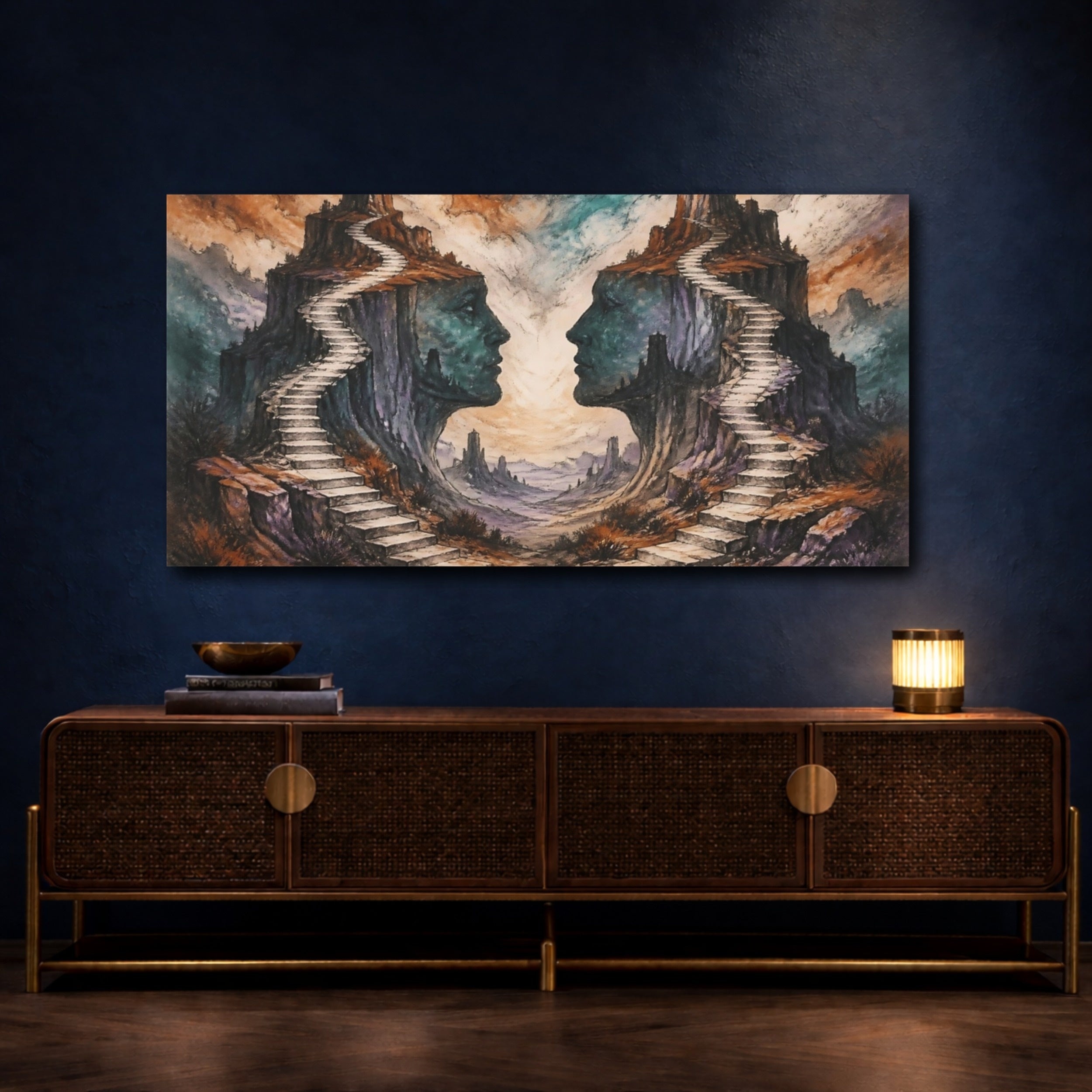 Mockup 4. Twin Rock Faces Stairway shown as canvas print
