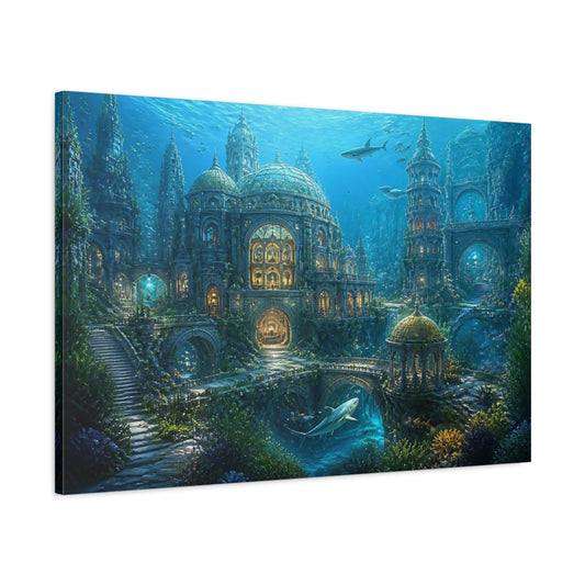 Main Mockup. Underwater City Of Lights shown as canvas print
