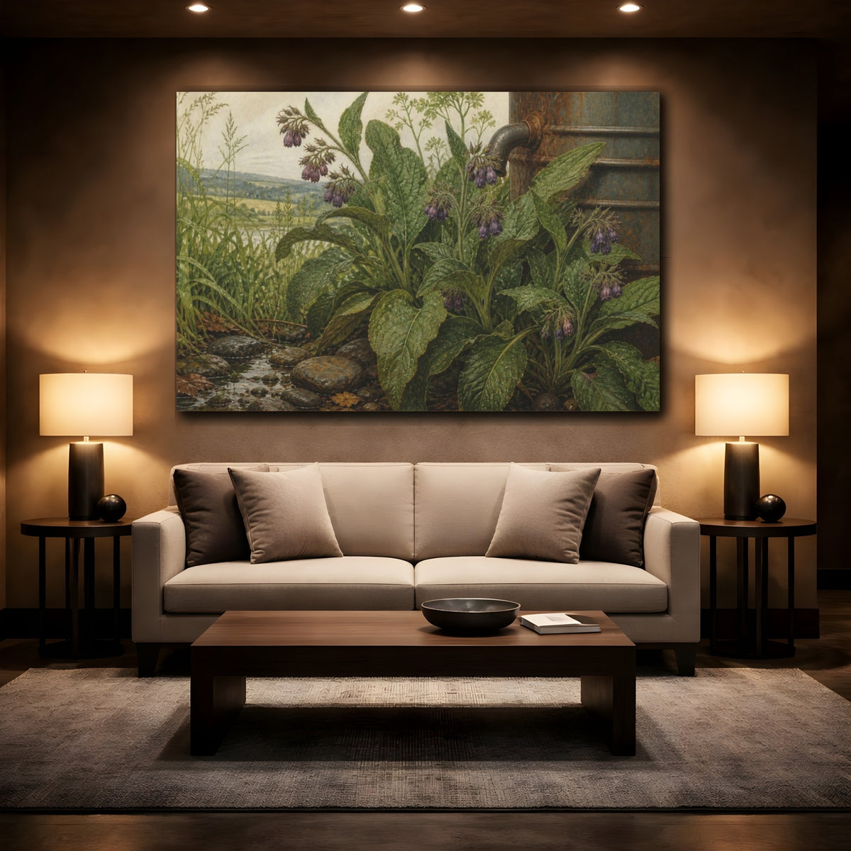 Mockup 2. Vintage Botanical Comfrey shown as canvas print