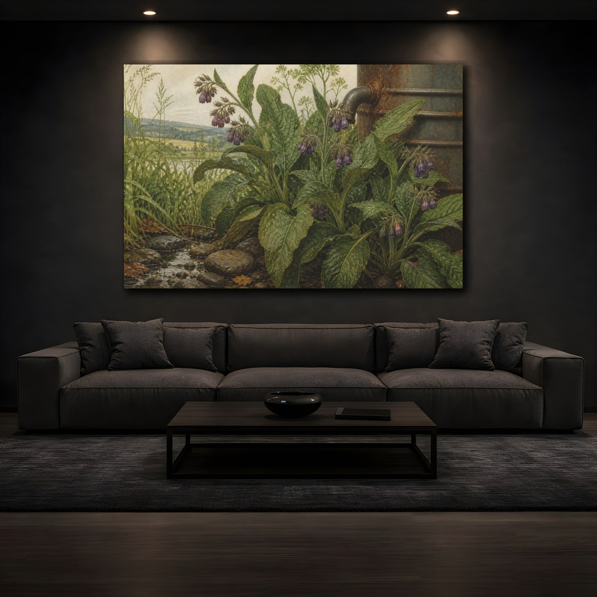 Mockup 3. Vintage Botanical Comfrey shown as canvas print