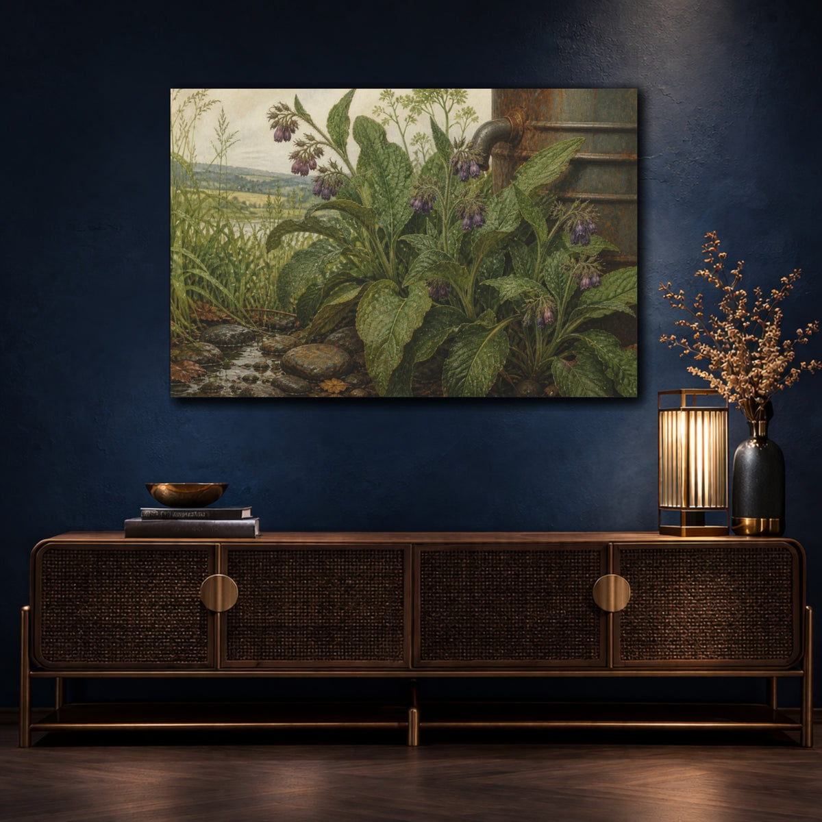 Mockup 4. Vintage Botanical Comfrey shown as canvas print