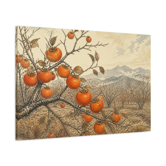 Main Mockup. Vintage Botanical Persimmons shown as canvas print
