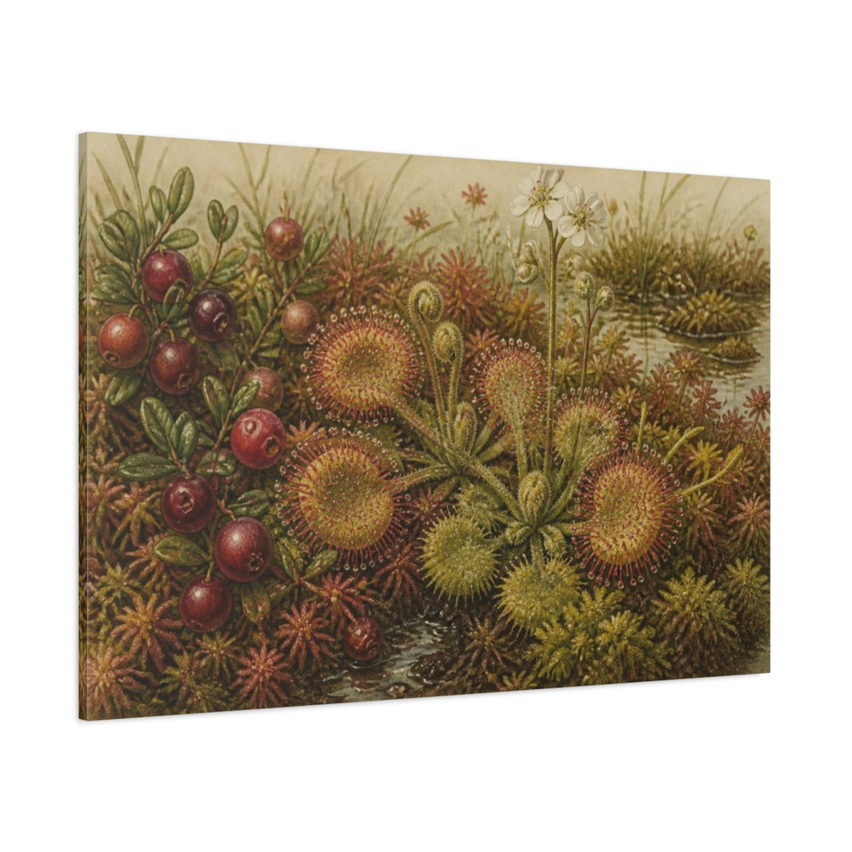 Side Mockup 1. Vintage Botanical Sundew Study shown as canvas print