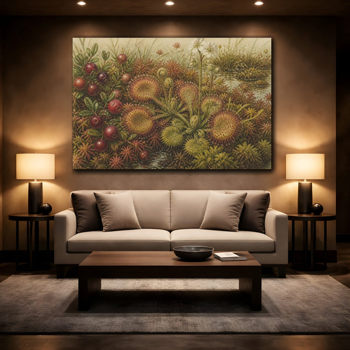 Mockup 2. Vintage Botanical Sundew Study shown as canvas print
