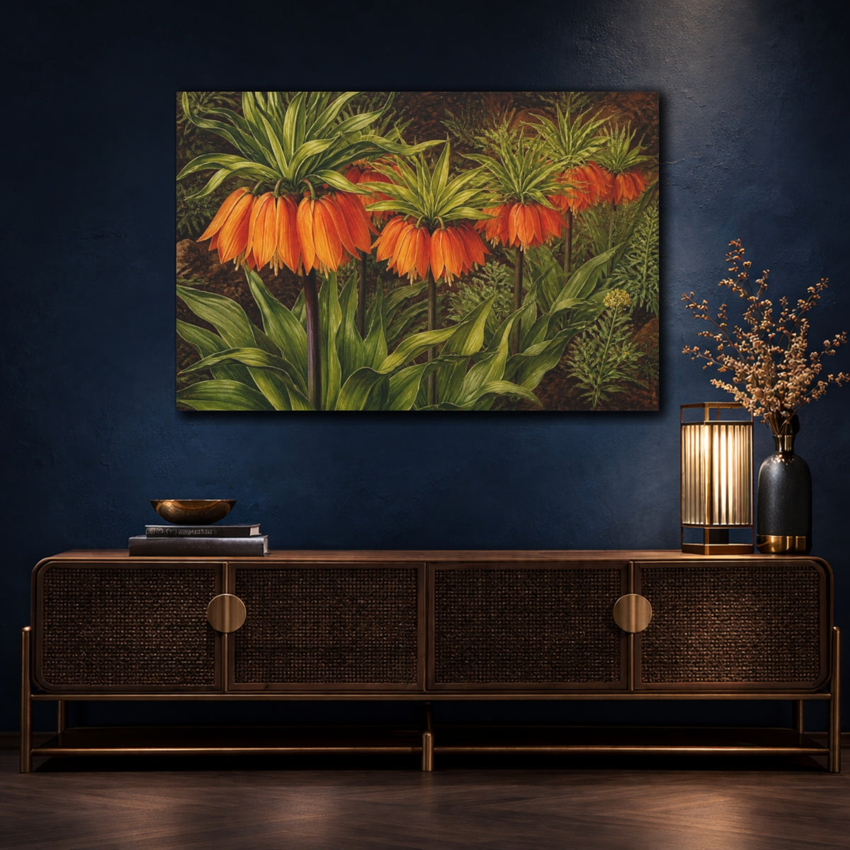 Mockup 4. Vintage Crown Imperials shown as canvas print