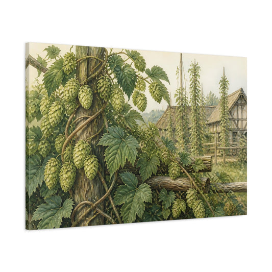 Main Mockup. Vintage Hop Vine shown as canvas print