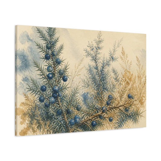 Main Mockup. Vintage Juniper Berries shown as canvas print