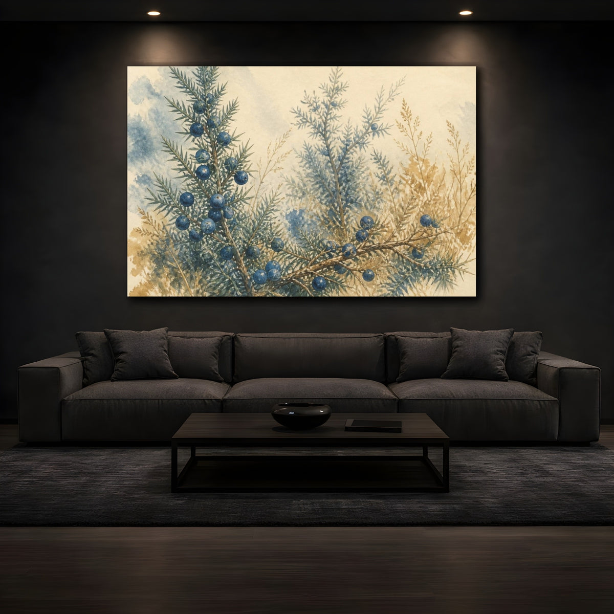 Mockup 3. Vintage Juniper Berries shown as canvas print