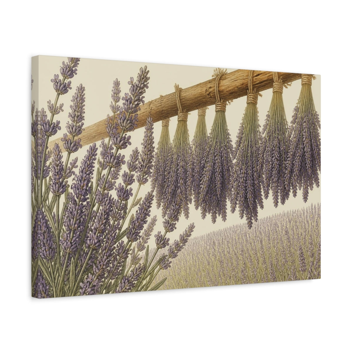 Side Mockup 3. Vintage Lavender Botanical shown as canvas print