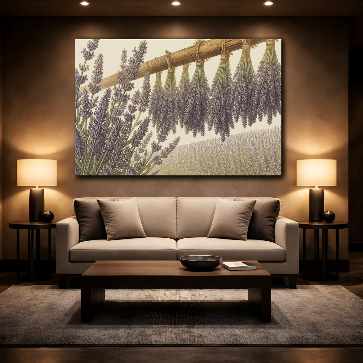 Mockup 2. Vintage Lavender Botanical shown as canvas print