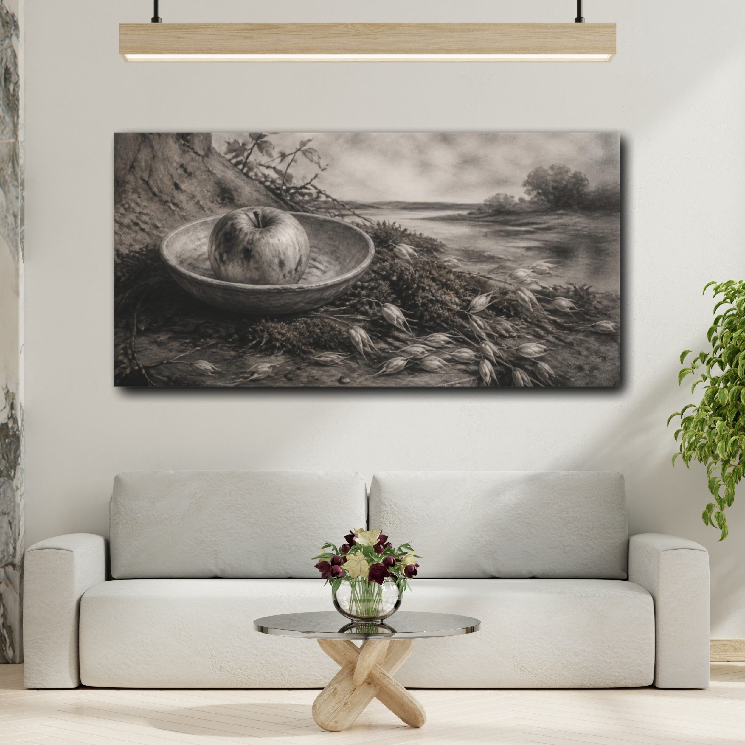 Mockup 2. Wabi Sabi Apple Bowl shown as canvas print