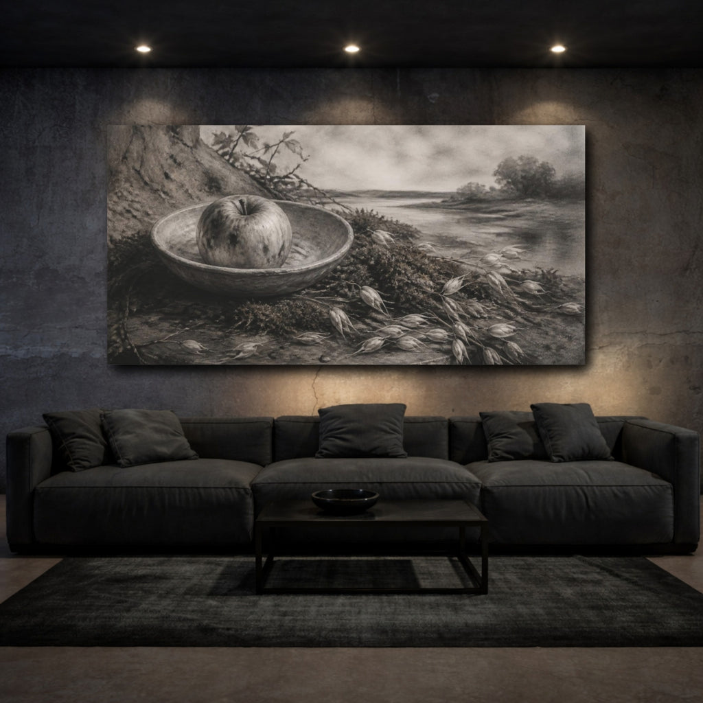 Mockup 3. Wabi Sabi Apple Bowl shown as canvas print