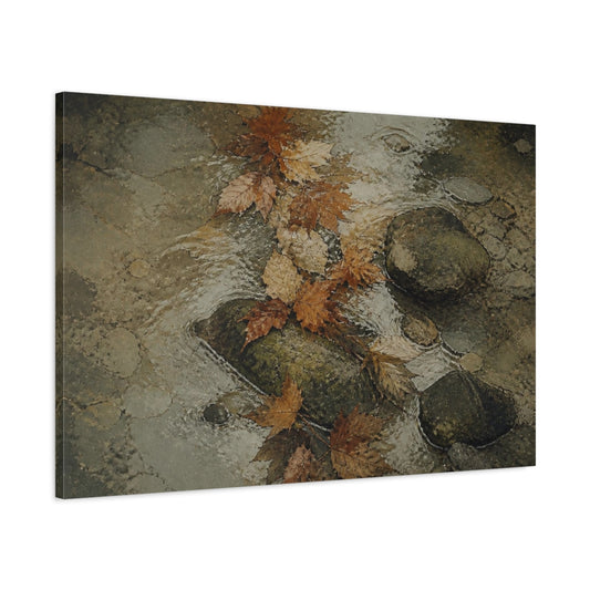 Main Mockup. Wabi Sabi Autumn Leaves shown as canvas print