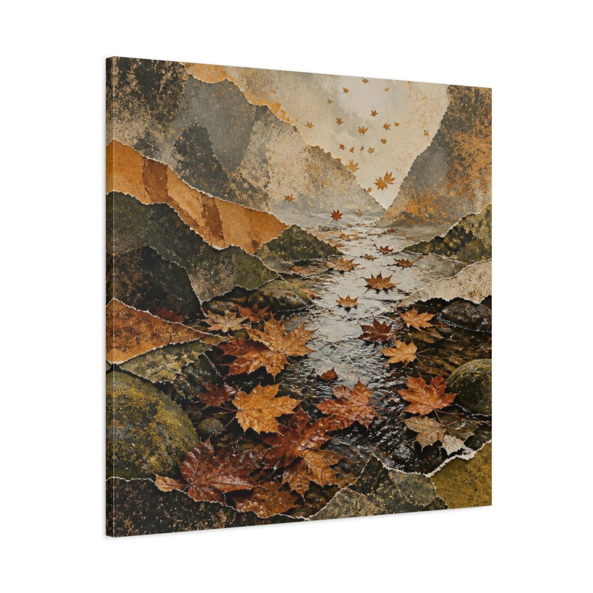 Main Mockup. Wabi Sabi Autumn Leaves shown as canvas print