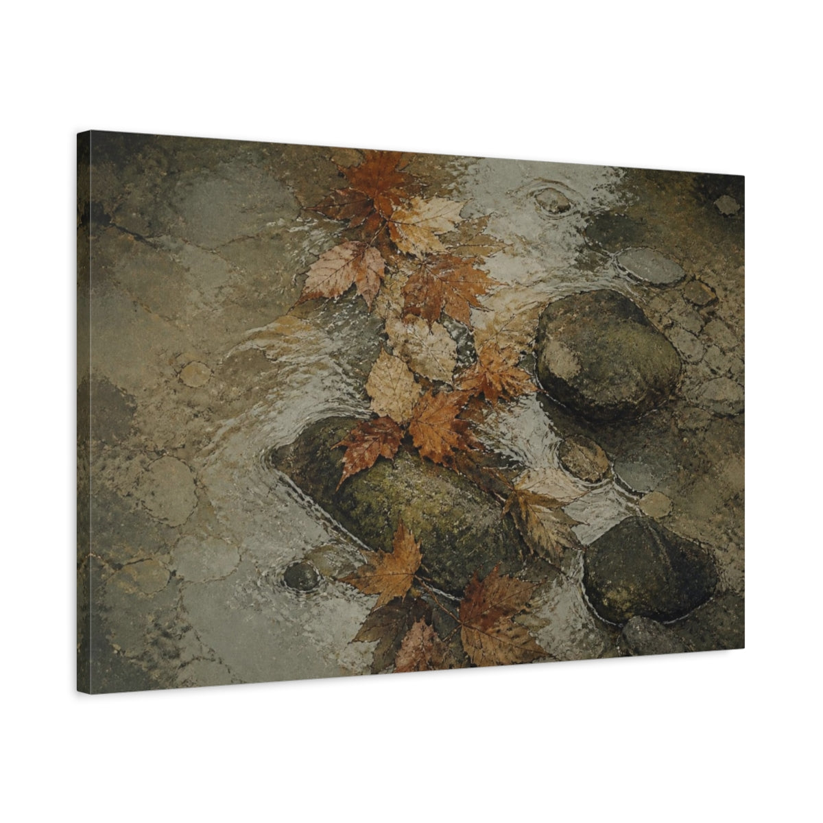 Side Mockup 2. Wabi Sabi Autumn Leaves shown as canvas print