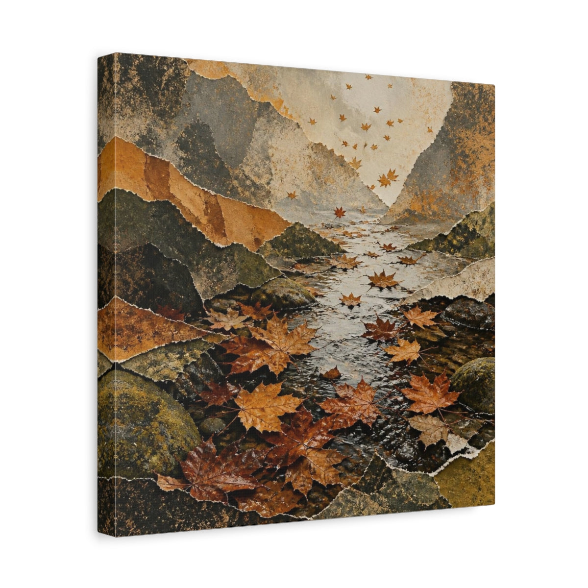 Side Mockup 7. Wabi Sabi Autumn Leaves shown as canvas print