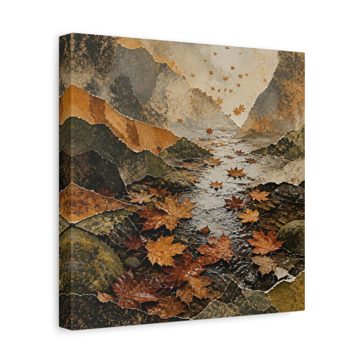 Side Mockup 8. Wabi Sabi Autumn Leaves shown as canvas print