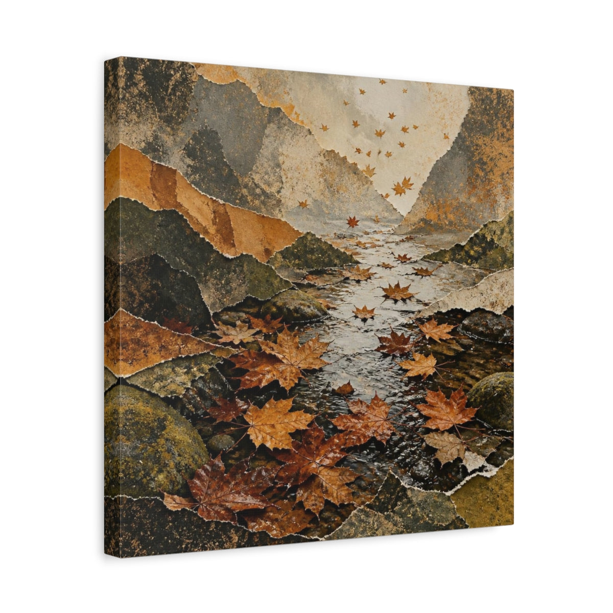 Side Mockup 6. Wabi Sabi Autumn Leaves shown as canvas print