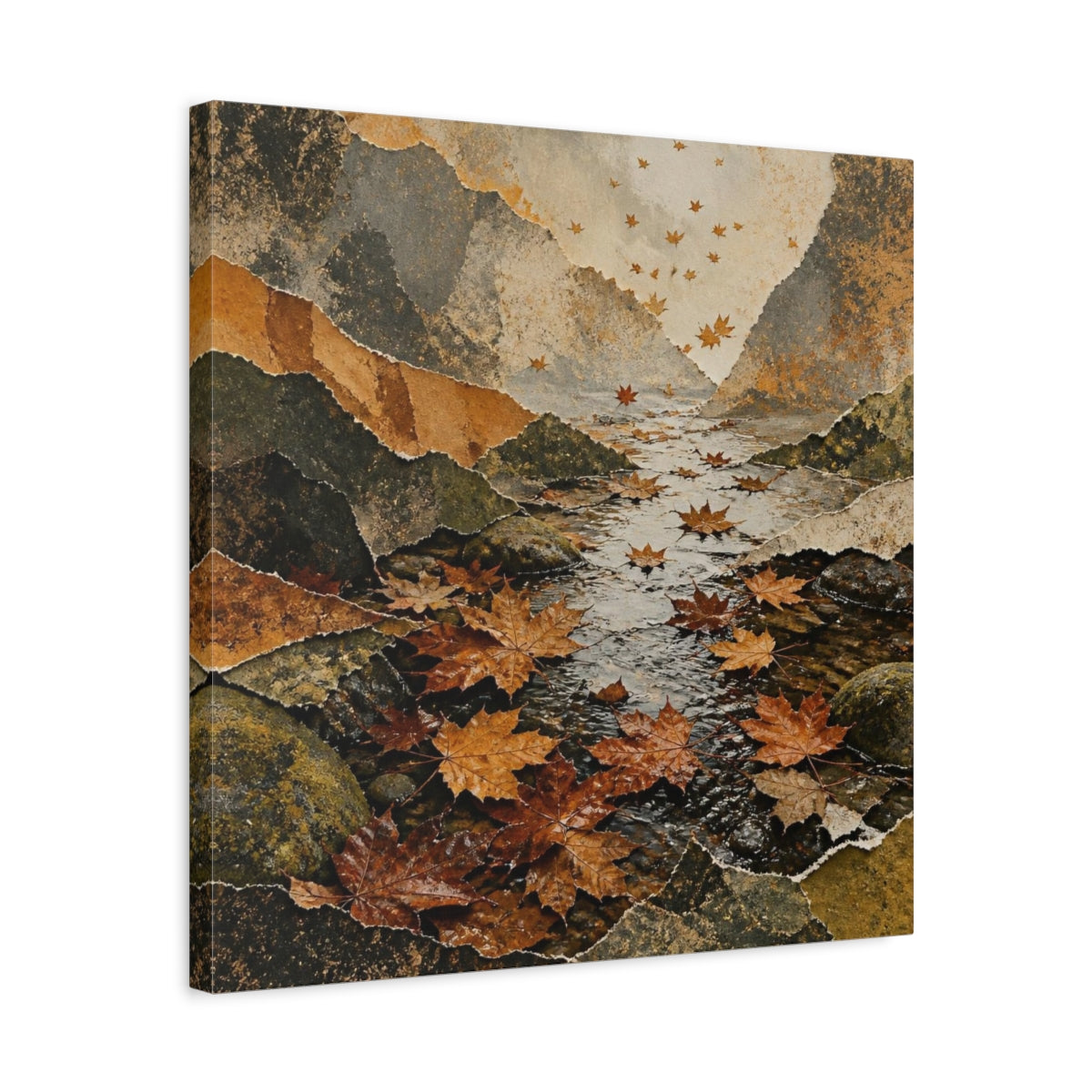 Side Mockup 5. Wabi Sabi Autumn Leaves shown as canvas print