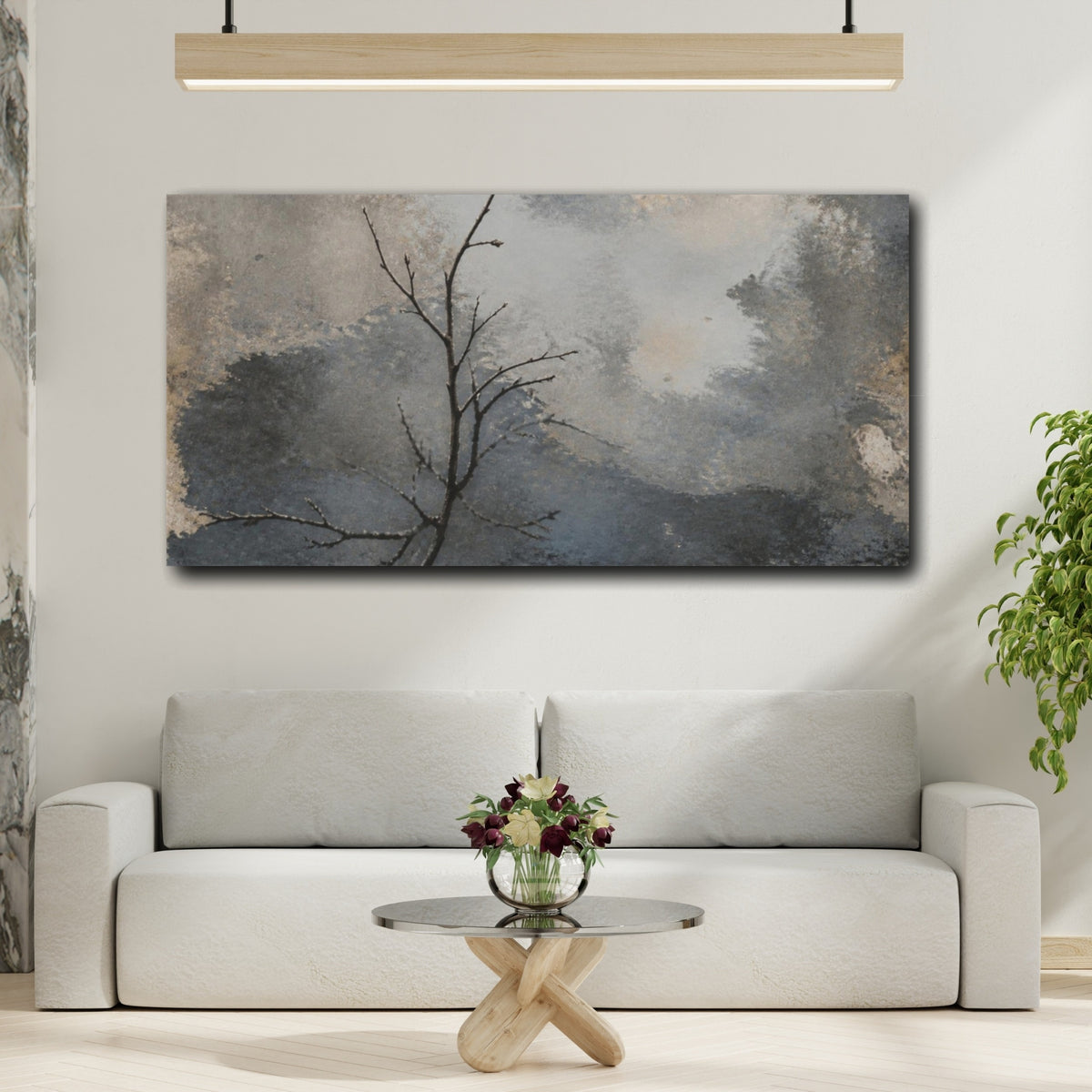 Mockup 2. Wabi Sabi Bare Branch shown as canvas print