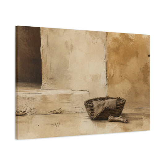 Main Mockup. Wabi Sabi Basket Study shown as canvas print